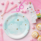 金ゴールドスター&ブルースカイクラウドベビーシャワーパーティー ペーパープレート (パーティー)