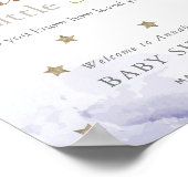 金ゴールドスター&ラベンダークラウドベビーシャワーウェルカム ポスター (角)