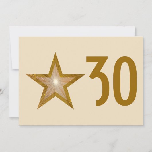 金ゴールドスター「年齢」誕生日の招待クリーム 招待状 (正面)