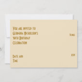 金ゴールドスター「年齢」誕生日の招待クリーム 招待状 (裏面)