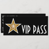 金ゴールドスター「VIP PASS」招待（黒） 招待状 (正面/裏面)