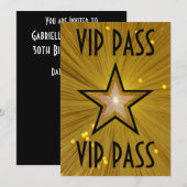 金ゴールドスター「VIP PASS」招待（黒） 招待状 (正面/裏面)