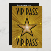 金ゴールドスター「VIP PASS」招待(黒) 招待状 (正面/裏面)