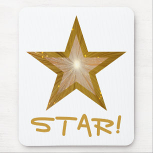金ゴールドスターSTAR!」マウスホワイト マウスパッド