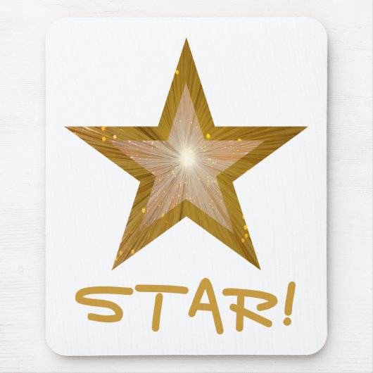 金ゴールドスターSTAR!」マウスホワイト マウスパッド (正面)