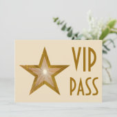 金ゴールドスター'VIP PASS'招待クリーム水平 招待状 (スタンド正面)