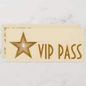 金ゴールドスター'VIP PASS'招待クリーム長 招待状 (正面/裏面)