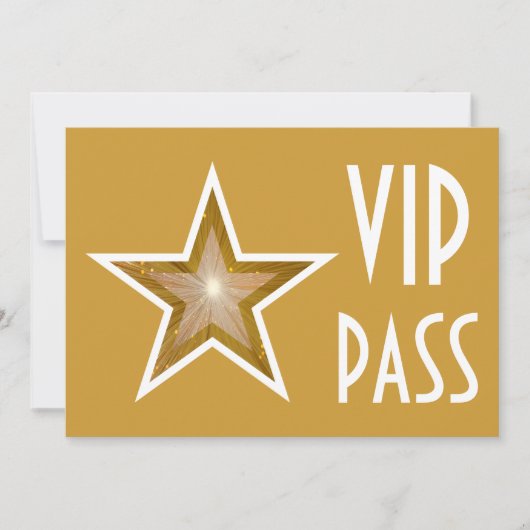 金ゴールドスター'VIP PASS'招待金ゴールド水平 招待状 (正面)