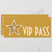 金ゴールドスター'VIP PASS'招待金ゴールド長 招待状 (正面/裏面)