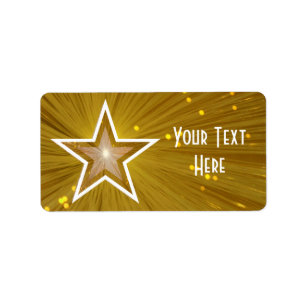 金ゴールドスター'Your Text'ラベル(中白)文字 ラベル