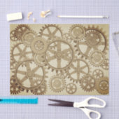 金ゴールドスチームパンクギアパターン、レトロ未来的 薄葉紙 (クラフト)