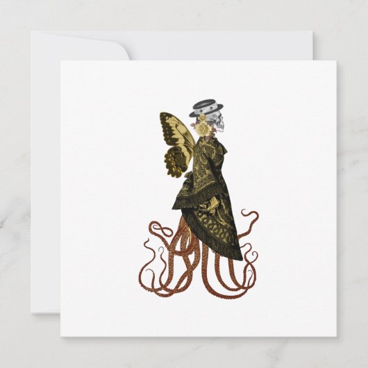 金ゴールドスチームパンクシリーズデザイン5招待状 サンキューカード (正面)