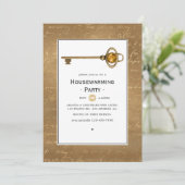 金ゴールドスチームパンク引っ越し祝いパーティーパーティー 招待状 (スタンド正面)