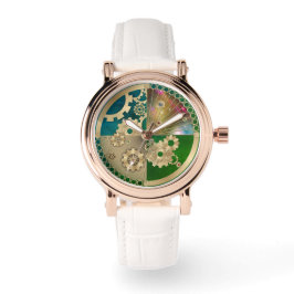 金ゴールドスチームパンク時計 腕時計