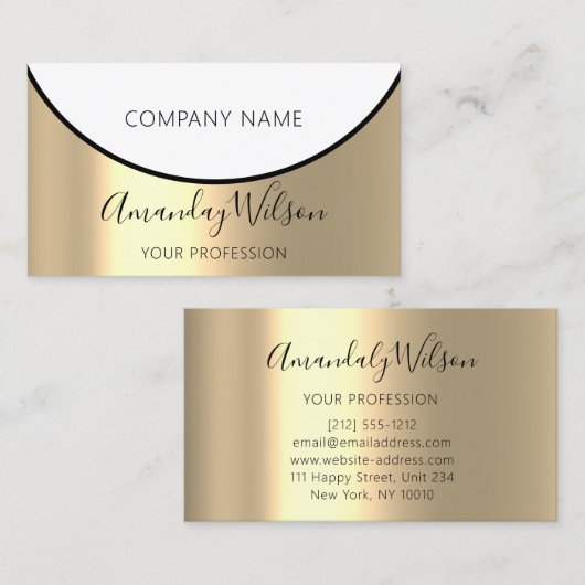 金ゴールドスチールメタルプロフェッショナルミニマリズムエレガント 名刺 (正面/裏面)