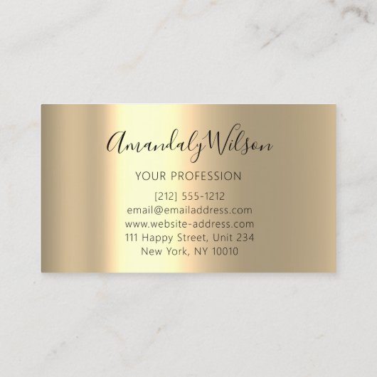 金ゴールドスチールメタルプロフェッショナルミニマリズムエレガント 名刺 (裏面)