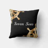 金ゴールドステアリングホイールヨットボートブラック名 クッション (裏面)