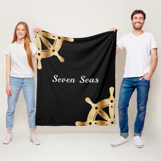 金ゴールドステアリングホイールヨットボートブラック名 フリースブランケット (インサイチュ)