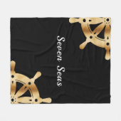 金ゴールドステアリングホイールヨットボートブラック名 フリースブランケット (正面(横))