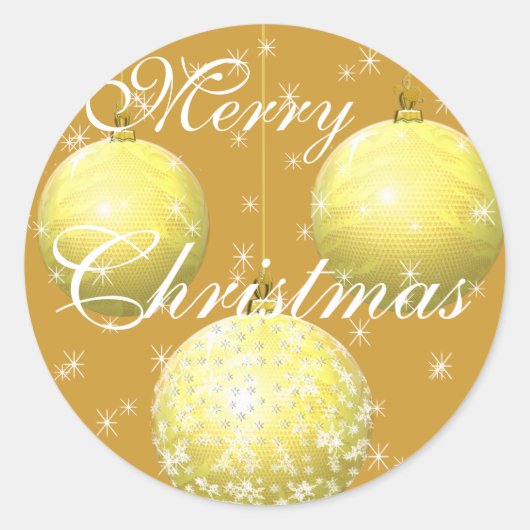 金ゴールドステッカー金ゴールドクリスマスオーナメント(星あり) ラウンドシール (正面)
