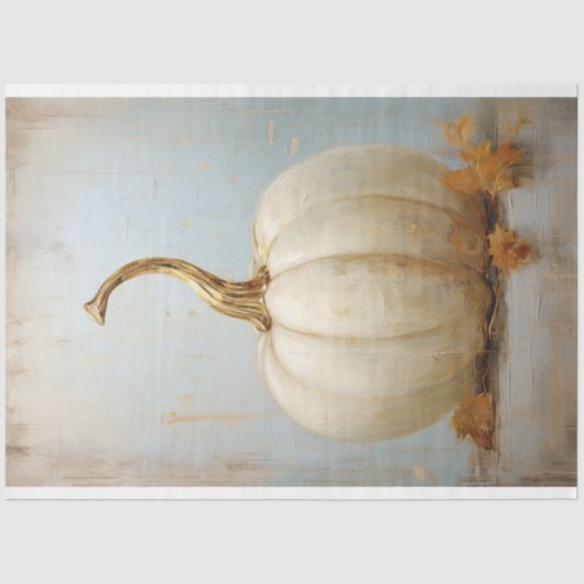 金ゴールドステムの切り離し付きホワイトカボチャ 薄葉紙 (正面)