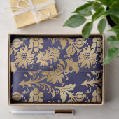 金ゴールドステンシルフラワーズオンパープルデクページ 薄葉紙 (ギフト)