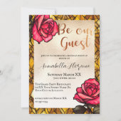 金ゴールドステンドグラスバラ美しいと獣 招待状 (正面)