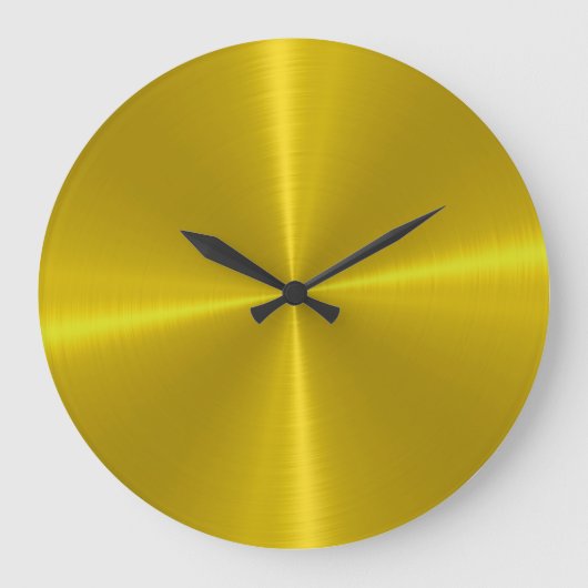 金ゴールドステンレススチールメタルルックデコ ラージ壁時計 (正面)