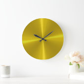 金ゴールドステンレススチールメタルルックデコ ラージ壁時計 (ホーム)