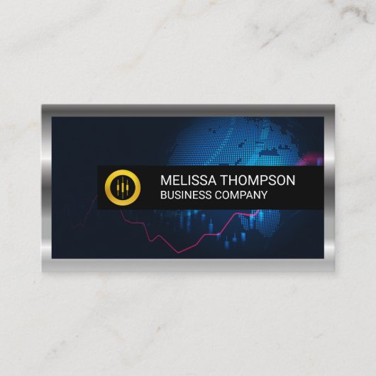 金ゴールドストックのロゴ | 黒いタイリング | デジタルグローブ 名刺 (正面)