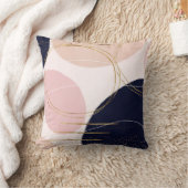 金ゴールドストモダンロークと円のピンクミニマルデザイン クッション (ブランケット)