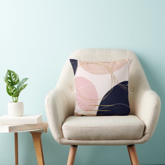 金ゴールドストモダンロークと円のピンクミニマルデザイン クッション (椅子)