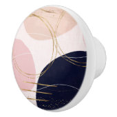 金ゴールドストモダンロークと円のピンクミニマルデザイン セラミックノブ (右)