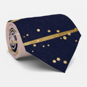 金ゴールドストモダンロークと円のピンクミニマルデザイン ネクタイ (ロール)