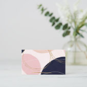 金ゴールドストモダンロークと円のピンクミニマルデザイン 名刺 (スタンド正面)