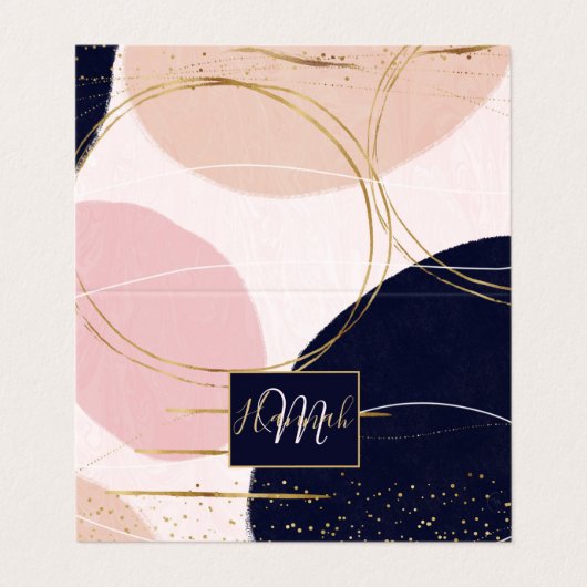 金ゴールドストモダンロークと円のピンクミニマルデザイン 名刺 (外部フラット)