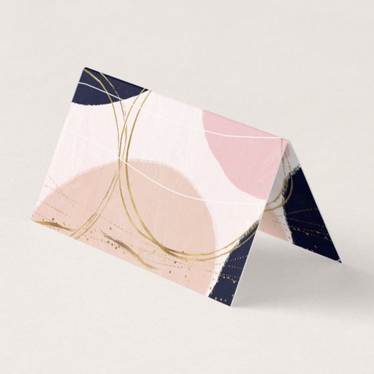 金ゴールドストモダンロークと円のピンクミニマルデザイン 名刺 (裏面)