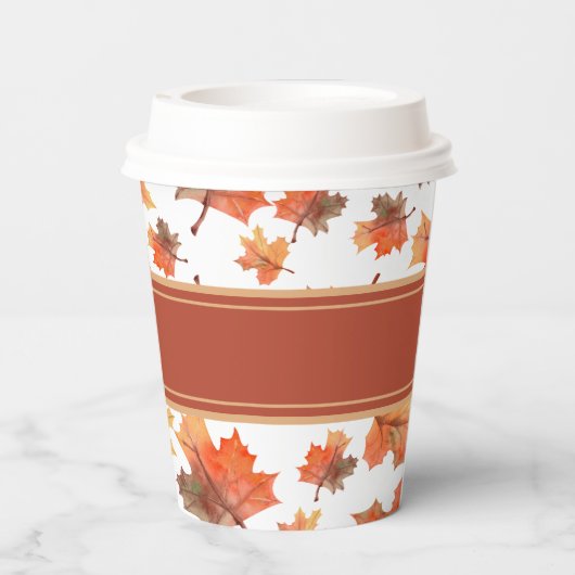 金ゴールドストライプとゴールデン紅葉のカスタマイズ 紙コップ (裏面)