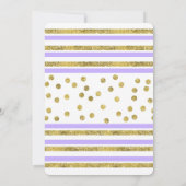 金ゴールドストライプとパープルフラワーシックブライダルシャワー 招待状 (裏面)