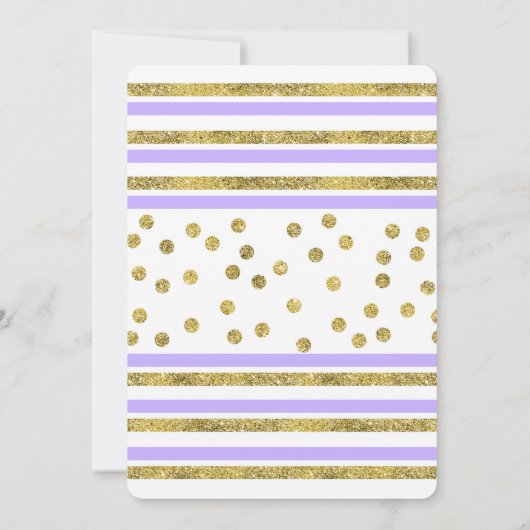 金ゴールドストライプとパープルフラワーシックブライダルシャワー 招待状 (裏面)