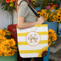 金ゴールドストライプとヒマワリモノグラムのア