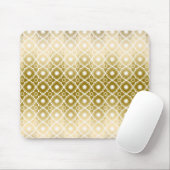 金ゴールドストライプとホワイトクローバー幾何学模様 マウスパッド (マウス)
