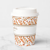 金ゴールドストライプと紅葉ボタニカルカスタマイズ 紙コップ (左)