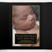 金ゴールドストライプのいかり、5フォトコラージュベビー誕生 三つ折り案内状 (内部中)