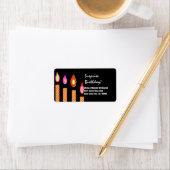 金ゴールドストライプのキャンドルサプライズ誕生日 ラベル (インサイチュ)