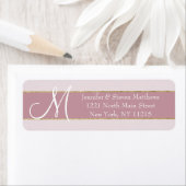 金ゴールドストライプのバラピンクモノグラムイニシャル名 ラベル (インサイチュ)