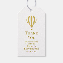 金ゴールドストライプのバルーンベイビーシャワーありがとう ギフトタグ