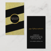 金ゴールドストライプのパターンヨガインストラクター 名刺 (正面/裏面)