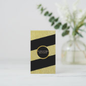 金ゴールドストライプのパターンヨガインストラクター 名刺 (スタンド正面)