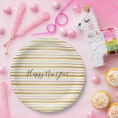 金ゴールドストライプのパターン新年の紙プレート ペーパープレート (パーティー)